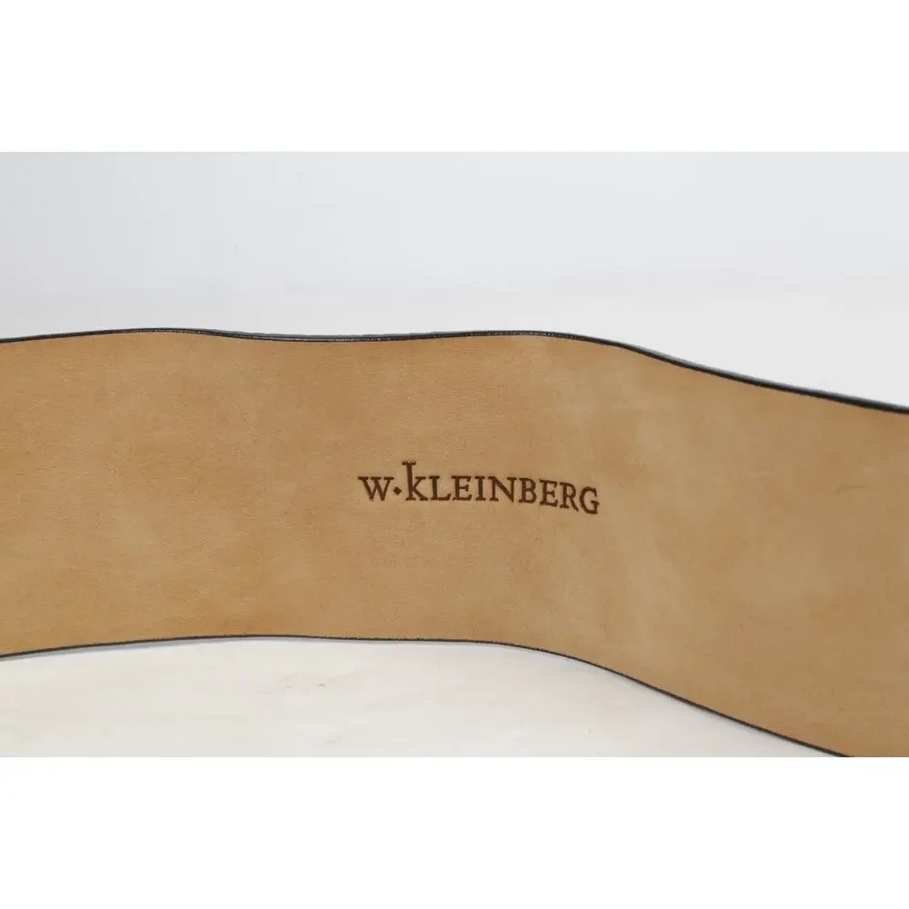 W. Kleinberg Genuine Karung Leather Wide Belt Brushed Silver Stud Buckle L USA